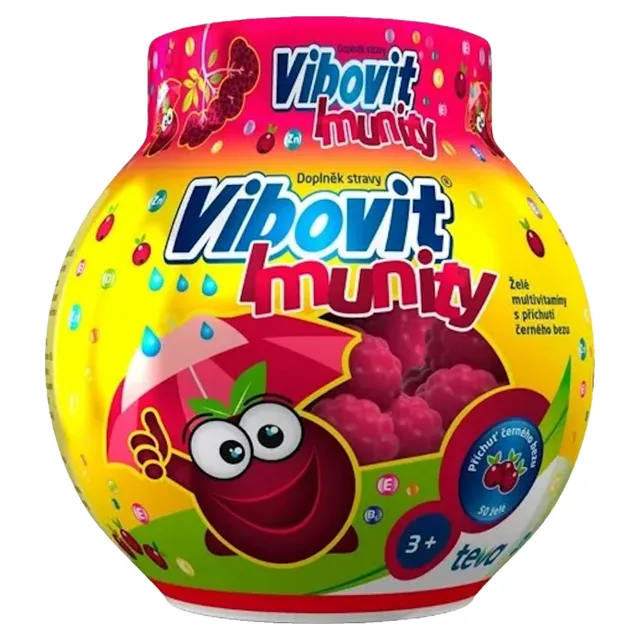 VIBOVIT Imunity želé multivitaminy příchuť černého bezu 50 kusů