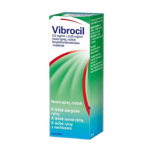 VIBROCIL 2,5 mg/ml + 0,25 mg/ml nosní sprej, roztok 15 ml
