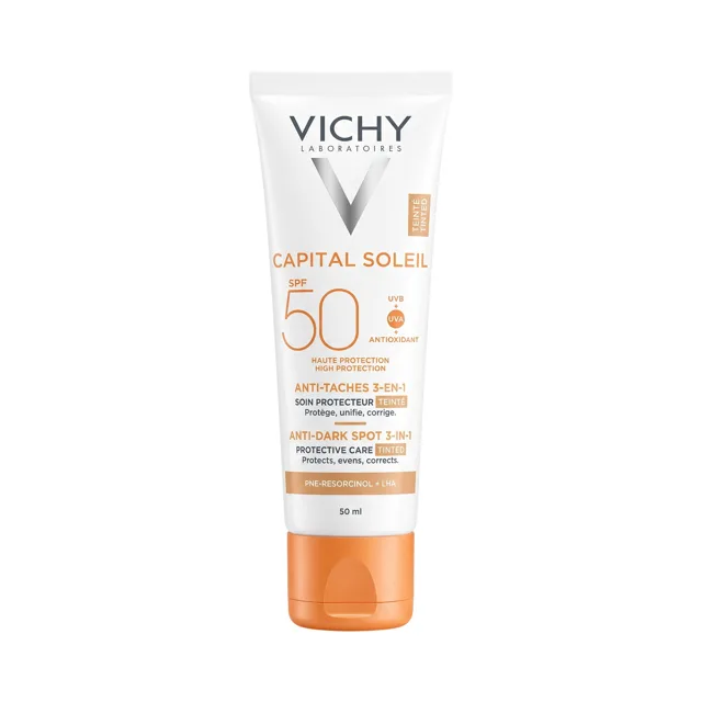 Vichy Capital Soleil tónovaný přípravek proti pigmentovým skvrnám 3 v 1 SPF 50, 50 ml