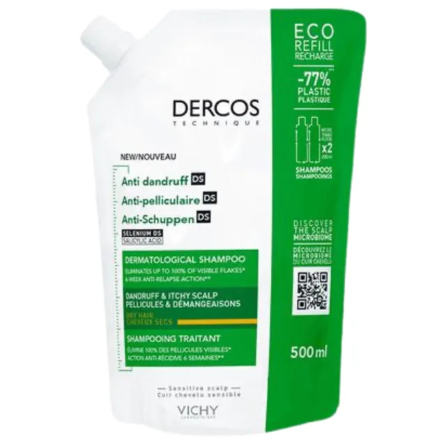 Vichy Dercos Šampon proti lupům pro suché vlasy 500 ml náplň