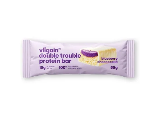 Vilgain Double Trouble proteinová tyčinka - borůvkový cheesecake 55 g
