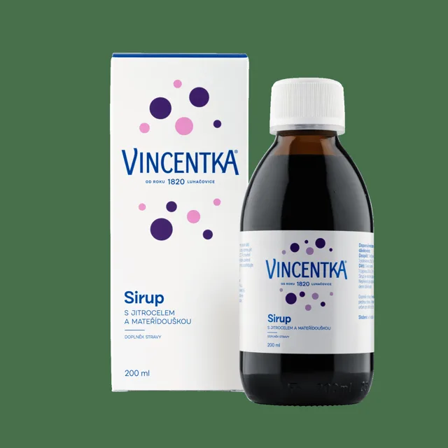 Vincentka Sirup s jitrocelem a mateřídouškou 200ml