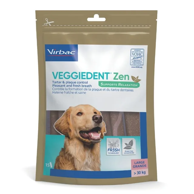 VIRBAC VeggieDent Zen L Zubní a antistresové pamlsky pro velké psy (nad 30 kg), 15 ks