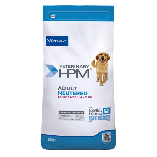 Virbac Veterinary HPM Adult Neutered Large & Medium pro psy - Výhodné balení: 2 x 12 kg