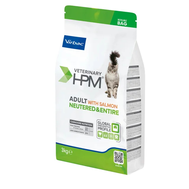 Virbac Veterinary HPM Adult Salmon Neutered & Entire Cat - výhodné balení: 2 x 7 kg