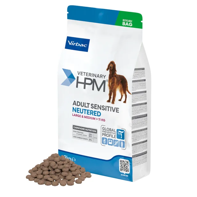 Virbac Veterinary HPM Adult Sensitive Neutered Dog Large & Medium - 12 kg