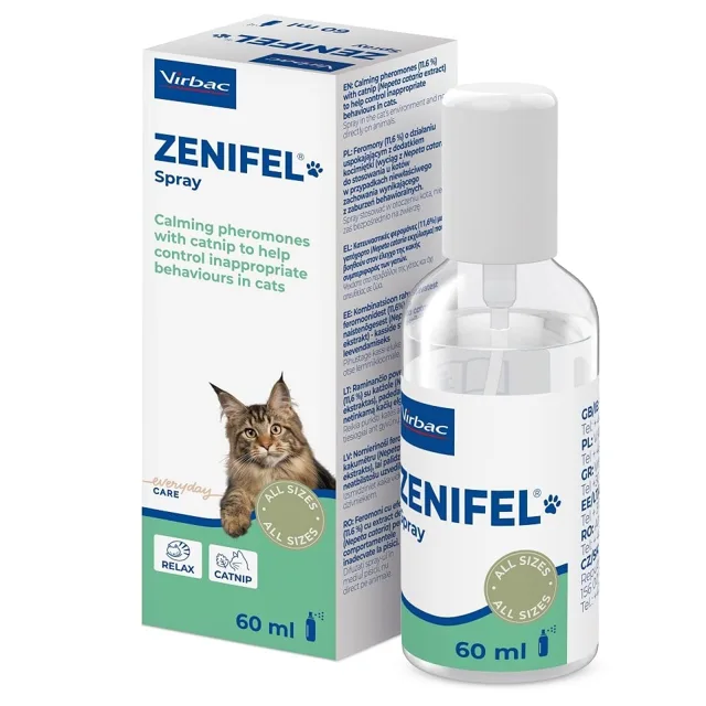VIRBAC Zenifel sprej 60 ml feromony s kočičí mátou pro kočky s uklidňujícím účinkem