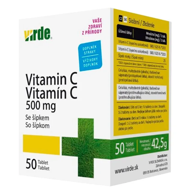 VIRDE Vitamin C 500 mg se šípkem 50 tablet