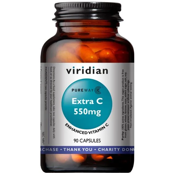 Viridian Extra C 550 mg (Vitamín C), 90 kapslí