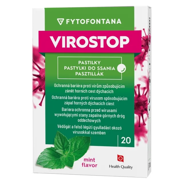 VIROSTOP Pastilky máta 20 kusů, poškozený obal
