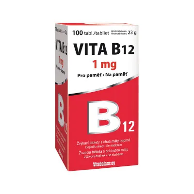 Vita-B12 1 mg žvýkací 100 tablet s příchutí Máty