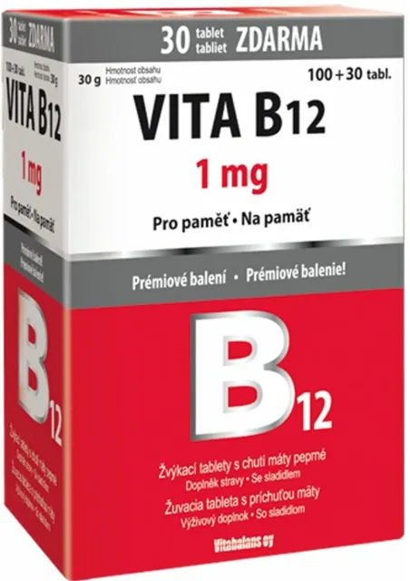 Vitabalans Vita B12 1mg 100+30 žvýkacích tablet