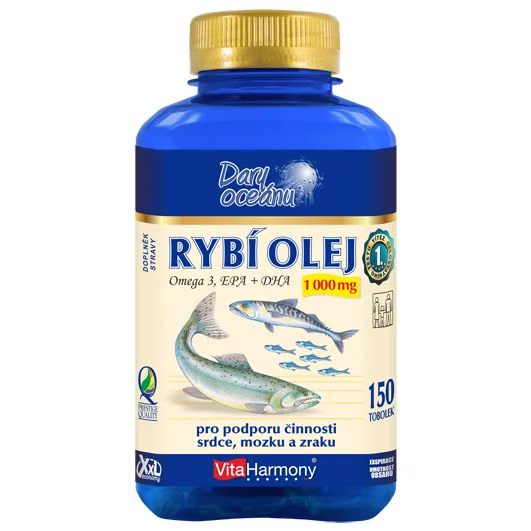 VitaHarmony Rybí olej Omega 3 1000mg XXL 150 tobolek