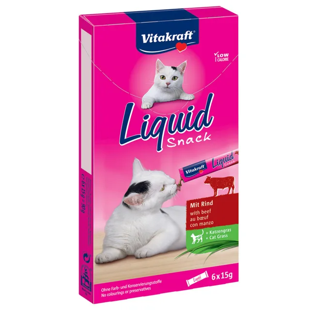 Vitakraft Cat Liquid-Snack hovězí a inulin - 6 x 15 g
