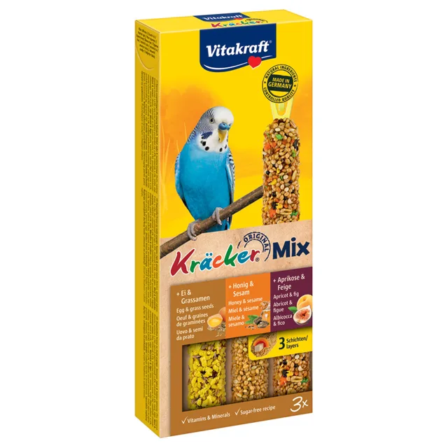 Vitakraft krekry pro andulky Trio-Mix 3 ks - 2 x 3 ks kiwi/fíky/banány