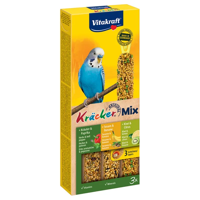 Vitakraft krekry pro andulky Trio-Mix 3 ks - med/vejce/ovoce