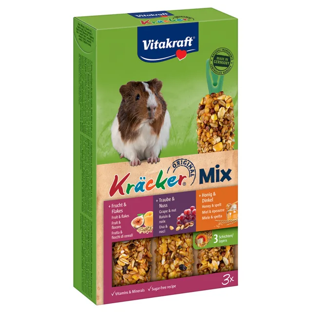 Vitakraft krekry Trio-Mix pro morčata - 3 x 3 mix (med, ovoce, ořechy)