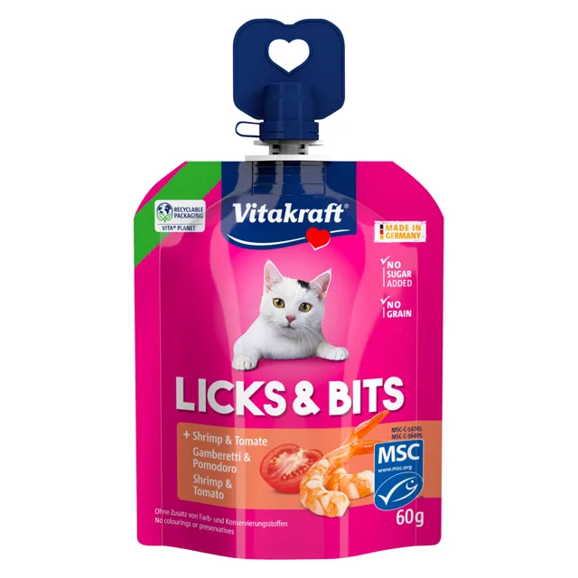 Vitakraft Licks & Bits 32 x 60 g výhodné balení - krevety a rajče