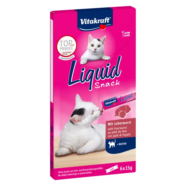 Vitakraft Liquid Snack játrová paštika a biotin - výhodné balení: 12 x 15 g