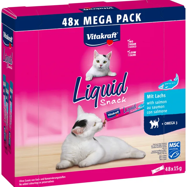 Vitakraft Liquid Snack s lososem 48 x 15 g