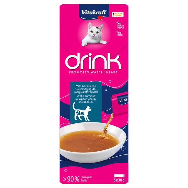 Vitakraft nápoj pro kočky s lososem a L-karnitinem - výhodné balení: 45 x 30 g