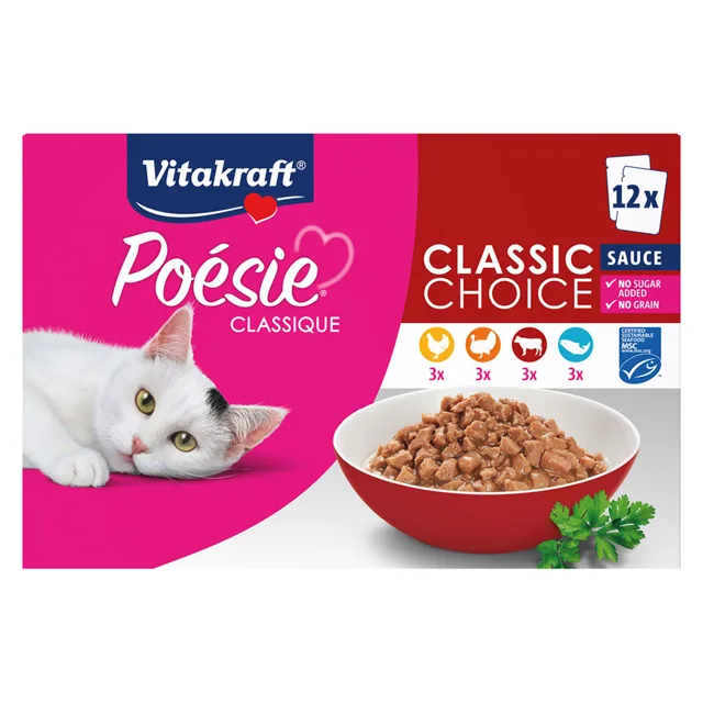 Vitakraft Poésie Classic Sauce míchané balení - 12 x 85 g - želé (kuřecí, drůbeží, krůtí, kachní)