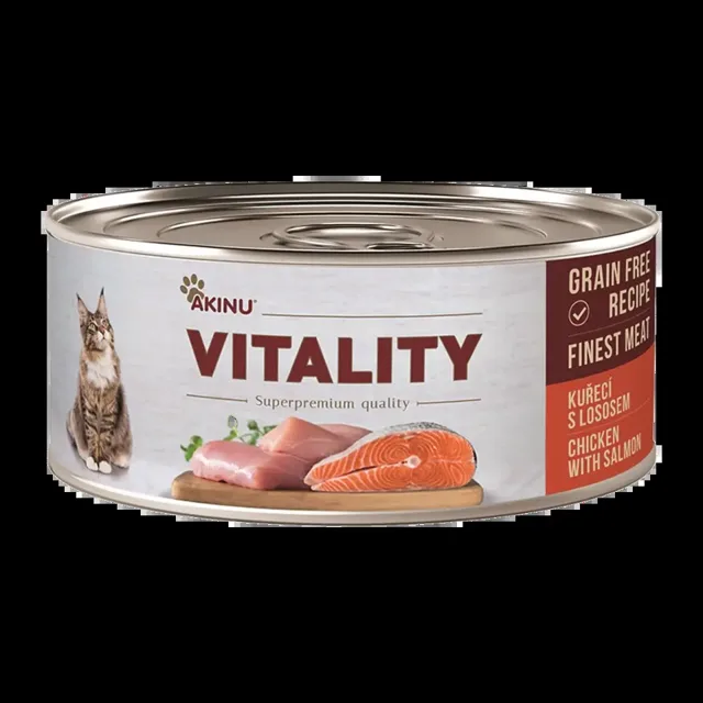 Vitality Konzerva pro kočky s kuřecím a lososem 70 g