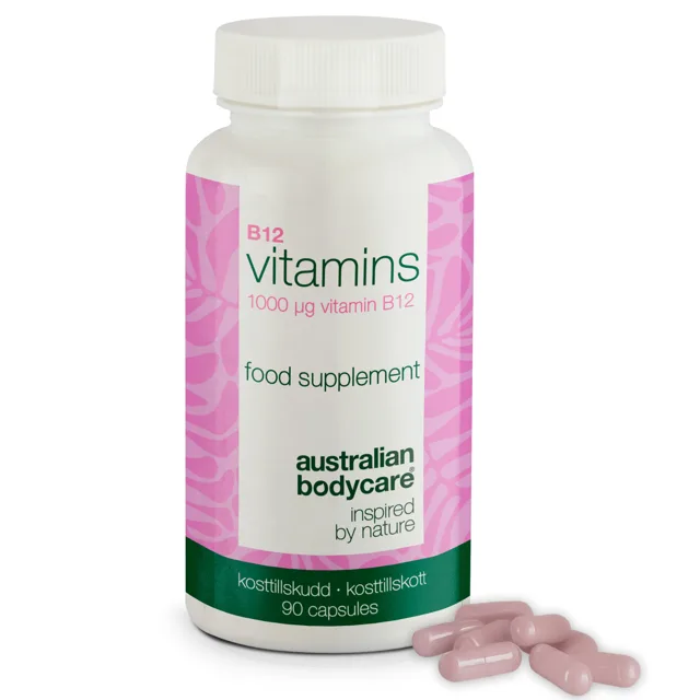Vitamin B12 – Doplněk 1000 µg, 90 veganských kapslí — Doplněk stravy s vysokou dávkou vitaminu B12 – 90 veganských kapslí na 90 dní. Každodenní podpora energie a rostlinné stravy.