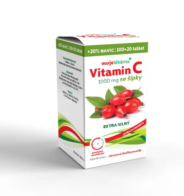 Vitamín C 1000mg se šípky tbl.100+20 Moje lékárna
