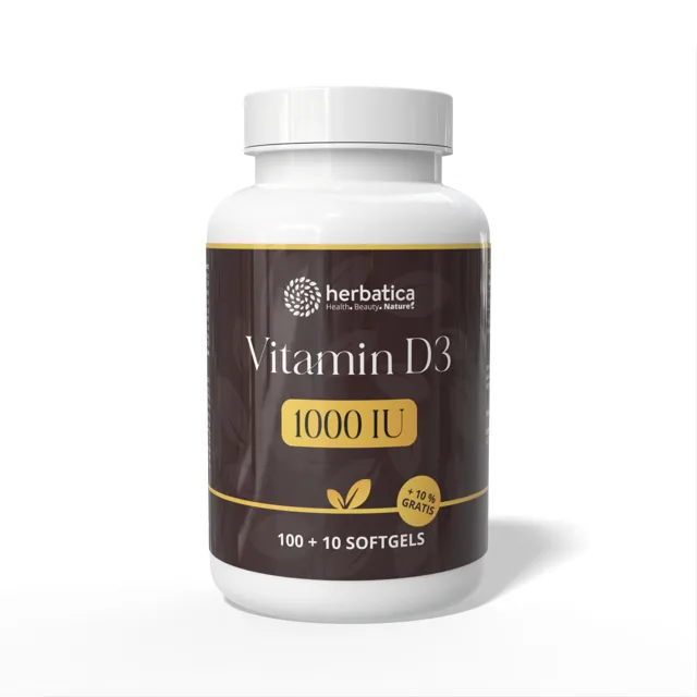 Vitamín D3 1000 IU – 110 softgelových kapslí – Herbatica