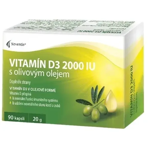 Vitamín D3 2000 IU s olivovým olejem 90 kapslí