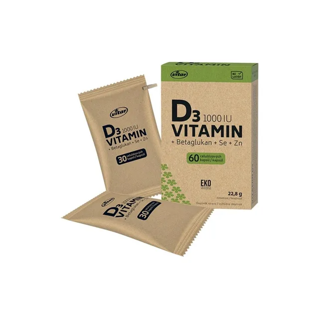 Vitar EKO Vitamin D3 1000 IU + betaglukan 60 kapslí