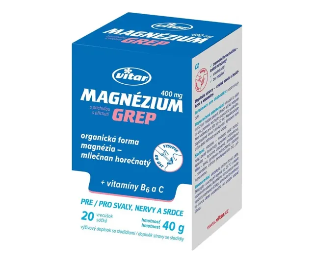 Vitar Magnezium 400 mg + vit.B6 + vit.C 20 sáčků