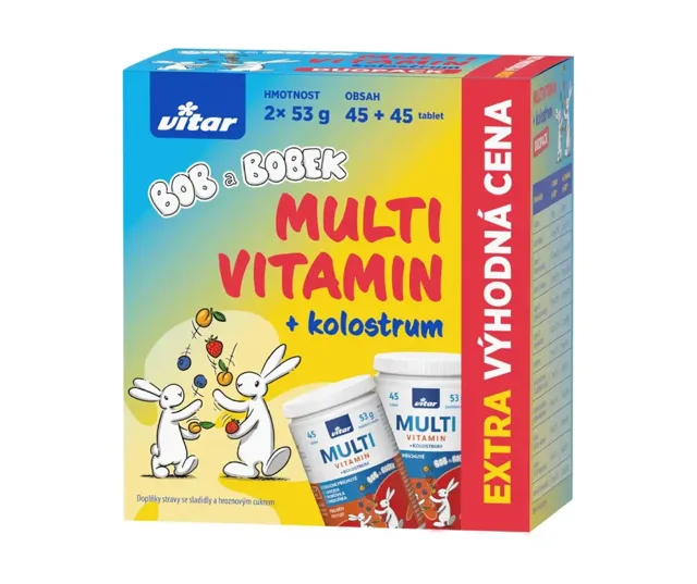 Vitar Multivitamin + kolostrum Bob a Bobek 2 x 45 tablet
