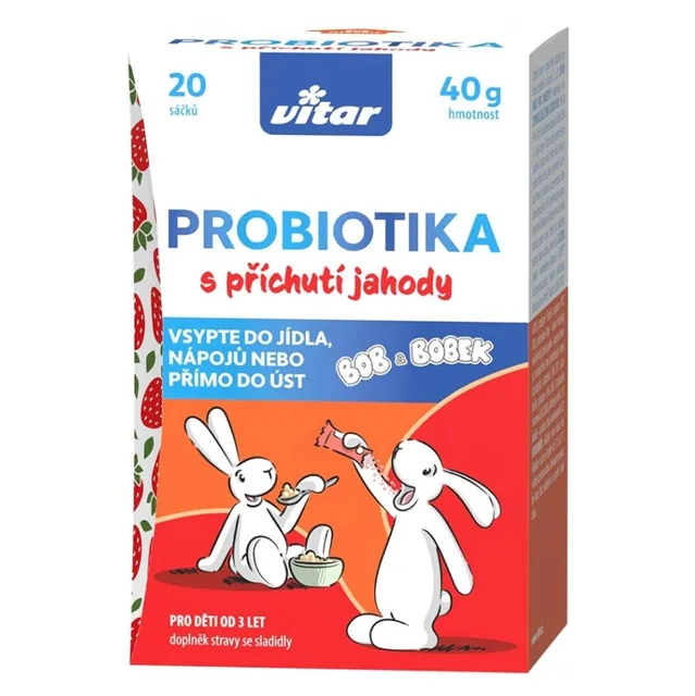 VITAR Probiotika Bob a Bobek s příchutí jahody 20 x 2 gramů