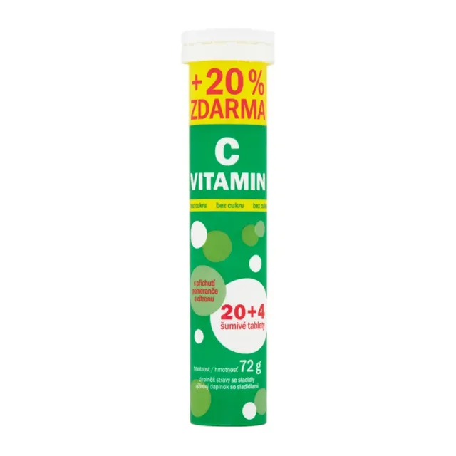 Vitar Šumivé tablety vitamin C s příchutí pomeranče a citronu, doplněk stravy 24 ks