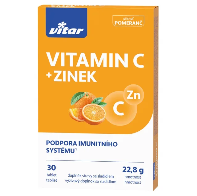 VITAR Vitamin C + zinek s příchutí pomeranče 30 tablet