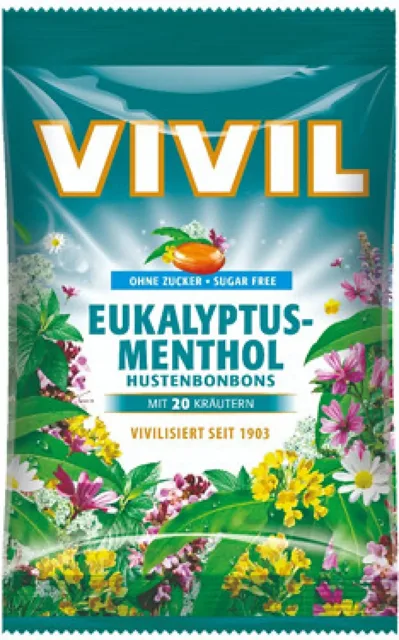 Vivil Eukalyptus-menthol + 20 druhů bylin bez cukru 120 g