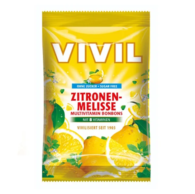 VIVIL Multivitamín citron a meduňka drops bez cukru 120 g