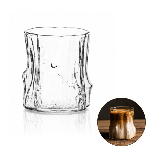 Vlnitá sklenice se vzorem dřeva - 300 ml