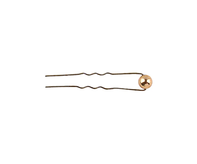 Vlnitá vlásenka se zlatou perličkou Eurostil Professional - 6 cm, bronzová - 6 ks (03211)