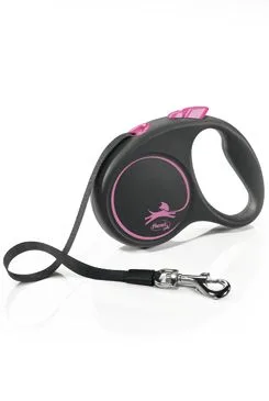 Vodítko Flexi Black Design S pásek 5m/15kg růžová new