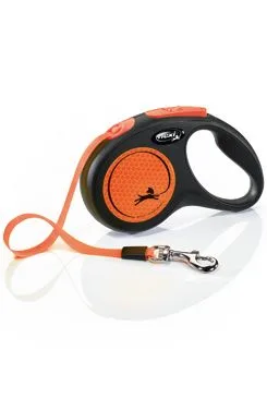 Vodítko Flexi Neon S pásek 5m/15kg černá/oranžová new