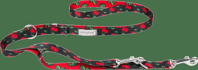 Vodítko pre psov Amiplay BeHappy Cherry 7v1 nastaviteľné M 100–200 cm × 2 cm