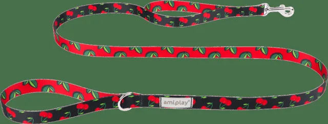 Vodítko pre psov Amiplay BeHappy Cherry M 150 cm × 2 cm