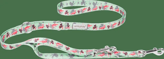 Vodítko pre psov Amiplay BeHappy Flamingo 7v1 nastaviteľné S 100–200 cm × 1,5 cm