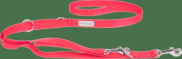 Vodítko pro psy Amiplay Samba 7v1 nastavitelné červené S 100–200 cm × 1,5 cm
