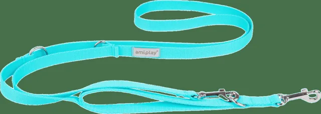 Vodítko pro psy Amiplay Samba 7v1 nastavitelné modré S 100–200 cm × 1,5 cm