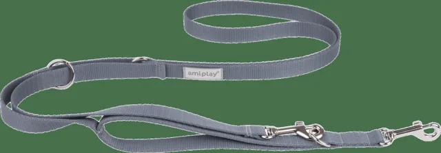 Vodítko pro psy Amiplay Samba 7v1 nastavitelné šedé L 100–200 cm × 2,5 cm