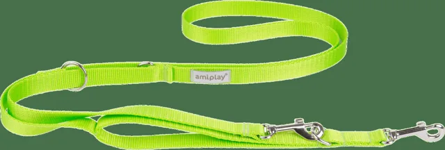 Vodítko pro psy Amiplay Samba 7v1 nastavitelné zelené S 100–200 cm × 1,5 cm